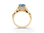 Round Leaf Bypass Engagement Ring Setting for a Fancy Blue Lab-Grown Diamond | Yellow Gold