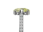 Oval Vintage Cathedral Engagement Ring Setting for a Fancy Yellow Lab-Grown Diamond | Carved Band | White Gold