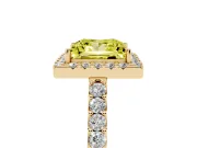 Fancy Yellow Princess Cut Diamond Halo Pavé Solitaire Ring Set in Yellow gold with Prong-Set Center Stone