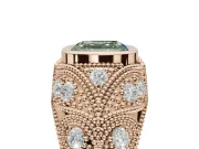 Asscher Cut Vintage Bezel Engagement Ring Setting for a Fancy Green Lab-Grown Diamond | Rose Gold