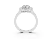 Heart Cut Diamond Halo Ring Set in Silver with Round Halo and Smooth Solitaire Band