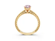 Pear-Shaped Engraved Engagement Ring Setting for a Fancy Pink Lab-Grown Diamond | Yellow Gold
