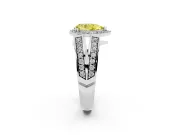 Pear-Shaped Halo Engagement Ring Setting for a Fancy Yellow Lab-Grown Diamond | Pave Split Shank | Sterling Silver