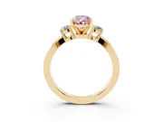 Fancy Pink Three-Stone Pear Cut Diamond Twist Band Ring Set in Yellow gold with Pavé Accents and Prong Setting