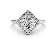 Princess Cut Halo Engagement Ring Setting | Plain Polished Band | White Gold