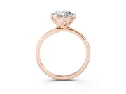 Cushion Cut Bypass Solitaire Engagement Ring Setting | Plain Band | Rose Gold