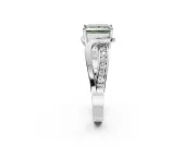 Princess Cut Bypass Solitaire Engagement Ring Setting for a Fancy Green Lab-Grown Diamond | Pavé Strands | Platinum