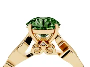 Round Vine Engagement Ring Setting for a Fancy Green Lab-Grown Diamond | Yellow Gold