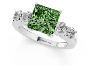 Princess Cut 5 Stone Engagement Ring Setting for a Fancy Green Lab-Grown Diamond | Platinum