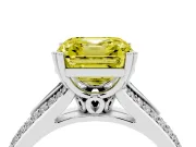 Asscher Cut Split Shank Engagement Ring Setting for a Fancy Yellow Lab-Grown Diamond | Pave Band | Sterling Silver
