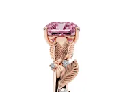 Cushion Cut Leaf Solitaire Engagement Ring Setting for a Fancy Pink Lab-Grown Diamond | Rose Gold