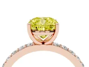 Cushion Cut Pavé Solitaire Engagement Ring Setting for a Fancy Yellow Lab-Grown Diamond | Single Row Band | Rose Gold