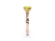 Fancy Yellow Radiant Cut Diamond Engagement Ring Set in Rose gold with Side Stone Accents and Prong Setting