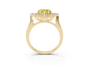 Fancy Yellow Heart Cut Diamond Cluster Halo Ring Set in Yellow gold with Marquise and Round Accents
