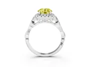 Round Vintage Halo Engagement Ring Setting for a Fancy Yellow Lab-Grown Diamond | Sterling Silver