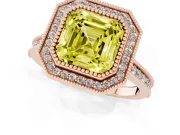 Asscher Cut Vintage Milgrain Halo Engagement Ring Setting for a Fancy Yellow Lab-Grown Diamond | Bezel Head | Rose Gold