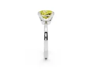 Fancy Yellow Radiant Cut Diamond Solitaire Engagement Ring Set in Platinum with Slim Tapered Solitaire Band