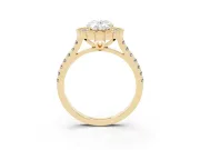 Oval Vintage Milgrain Floral Halo Engagement Ring Setting | Pavé Band | Yellow Gold