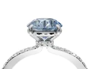 Round Pavé Engagement Ring Setting for a Fancy Blue Lab-Grown Diamond | Platinum - Design NV-24928