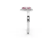 Fancy Pink Pear Cut Diamond Halo Ring Set in Platinum with Solitaire Band and Prong Setting