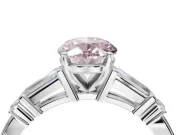 Oval Tapered Baguette Engagement Ring Setting for a Fancy Pink Lab-Grown Diamond | White Gold