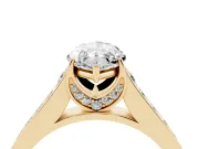 Marquise Graduated Pavé Solitaire Engagement Ring Setting | Wide Pavé Row Band | Yellow Gold