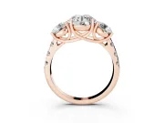 Round Three Stone Engagement Ring Setting | Accented Shoulders | Rose Gold