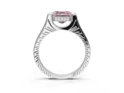 Asscher Cut Vintage Cathedral Engagement Ring Setting for a Fancy Pink Lab-Grown Diamond | Carved Band | White Gold