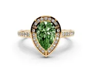 Pear-Shaped Sectioned Halo Engagement Ring Setting for a Fancy Green Lab-Grown Diamond | Yellow Gold