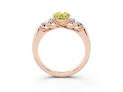 Oval Side Stone Engagement Ring Setting for a Fancy Yellow Lab-Grown Diamond | Rose Gold