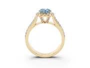 Oval Pavé Engagement Ring Setting for a Fancy Blue Lab-Grown Diamond | Wide Three-Row Band | Yellow Gold