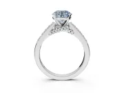 Round Pavé Solitaire Engagement Ring Setting for a Fancy Blue Lab-Grown Diamond | Crossover Gallery | Sterling Silver
