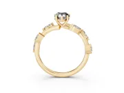 Pear-Shaped Twisted Vine Engagement Ring Setting for a Black Center | Marquise Leaves | Yellow Gold