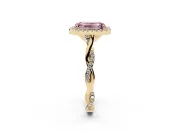 Emerald Cut Twist Halo Engagement Ring Setting for a Fancy Pink Lab-Grown Diamond | Yellow Gold