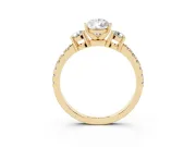 Pear-Shaped Three Stone Pavé Engagement Ring Setting | Round Side Stones | Yellow Gold