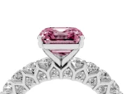 Asscher Cut Shared Prong Engagement Ring Setting for a Fancy Pink Lab-Grown Diamond | Platinum