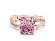 Radiant Cut Twisted Pavé Engagement Ring Setting for a Fancy Pink Lab-Grown Diamond | Pavé and Plain Strands | Rose Gold