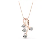 Round Lab-Grown Diamond Cascading Curve Pendant Necklace | Ribbon Loop Top | Rose Gold