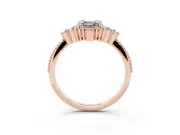 Asscher Cut Vintage Cluster Engagement Ring Setting | Beaded Edges | Rose Gold
