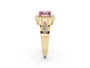 Asscher Cut Halo Engagement Ring Setting for a Fancy Pink Lab-Grown Diamond | Channel-Set Split Shank | Yellow Gold