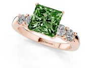 Princess Cut Five Stone Engagement Ring Setting for a Fancy Green Lab-Grown Diamond | Rose Gold