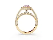 Pear-Shaped Sectioned Halo Engagement Ring Setting for a Fancy Pink Lab-Grown Diamond | Yellow Gold
