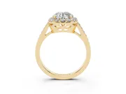 Round Floral Halo Engagement Ring Setting | Large Round Accents | Yellow Gold