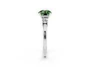 Fancy Green Three-Stone Round Cut Diamond Ring Set in Platinum with Prong Setting and Plain Band