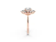 Cushion Cut Cluster Halo Engagement Ring Setting | Two-Size Accents | Rose Gold