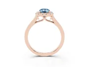 Emerald Cut Halo Engagement Ring Setting for a Fancy Blue Lab-Grown Diamond | Flat Tapered Band | Rose Gold