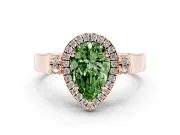 Pear-Shaped Halo Engagement Ring Setting for a Fancy Green Lab-Grown Diamond | Pavé Panel Shoulders | Rose Gold