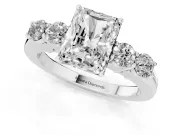 Radiant Cut Close Set Five Stone Engagement Ring Setting | Platinum