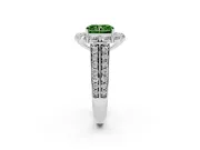 Fancy Green Radiant Cut Diamond Halo Engagement Ring Set in Silver with Split Shank and Prong Setting