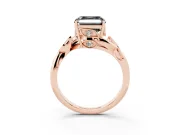 Asscher Cut Twisted Bypass Engagement Ring Setting for a Black Center | Accented Leaves | Rose Gold